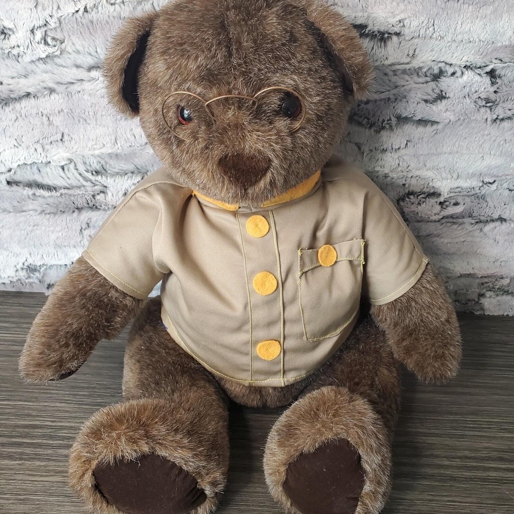 Vintage 1994 Plush Creations Inc. Teddy Roosevelt Bear Plush Wire Glasses 13 in.
